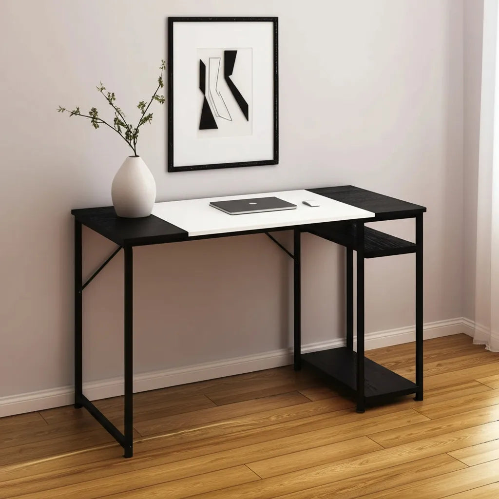 HMS 47" Black and White H-Shape Computer Desk - Loft&Timber