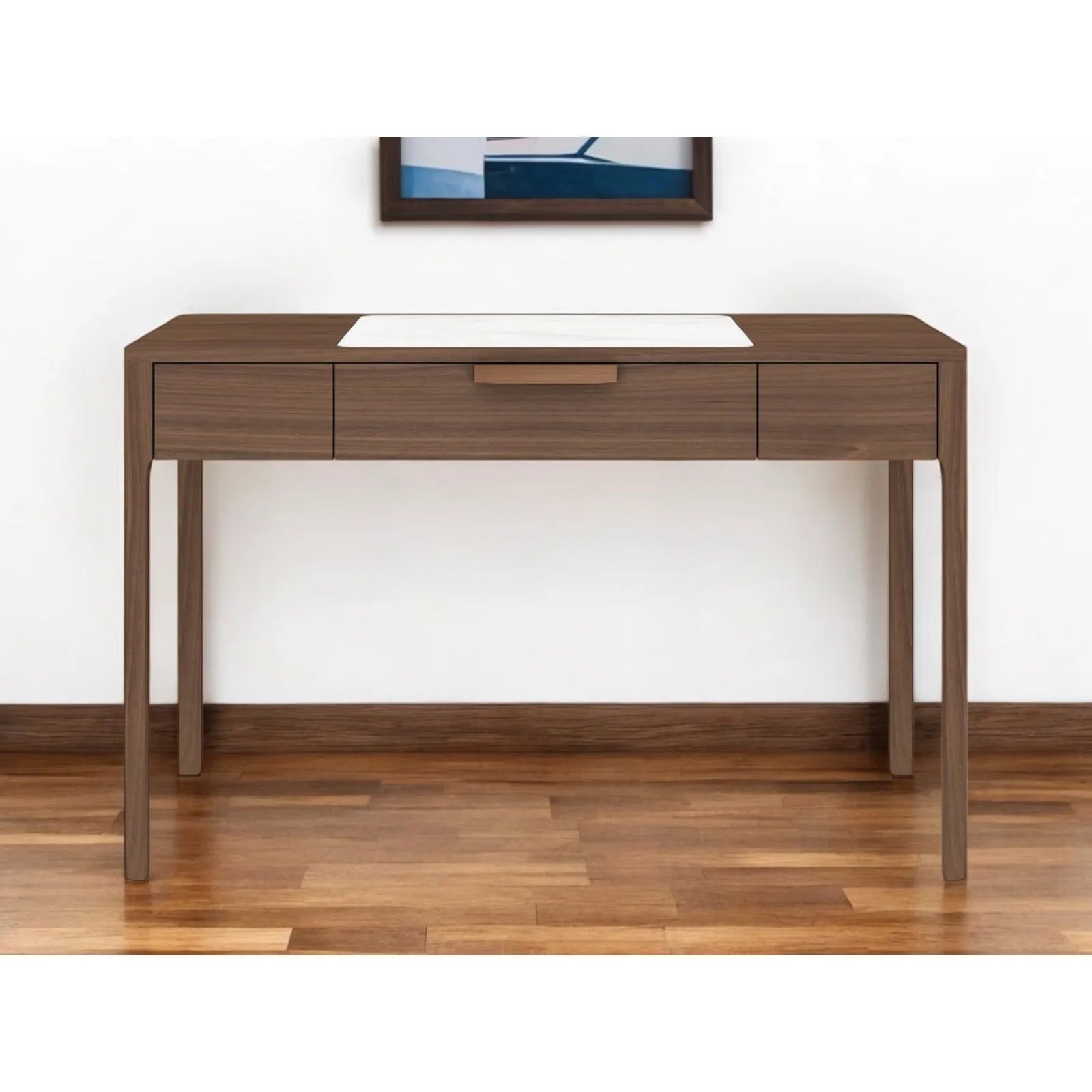 HMS 47" White and Brown Marble Wood Computer Desk - Loft&Timber