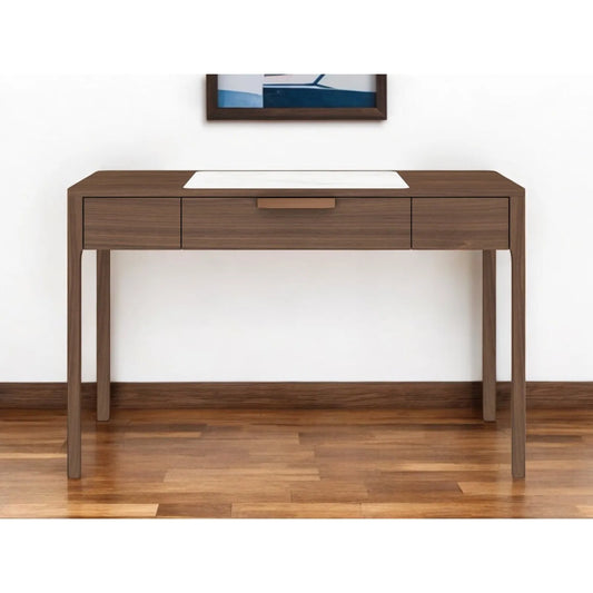 HMS 47" White and Brown Marble Wood Computer Desk - Loft&Timber