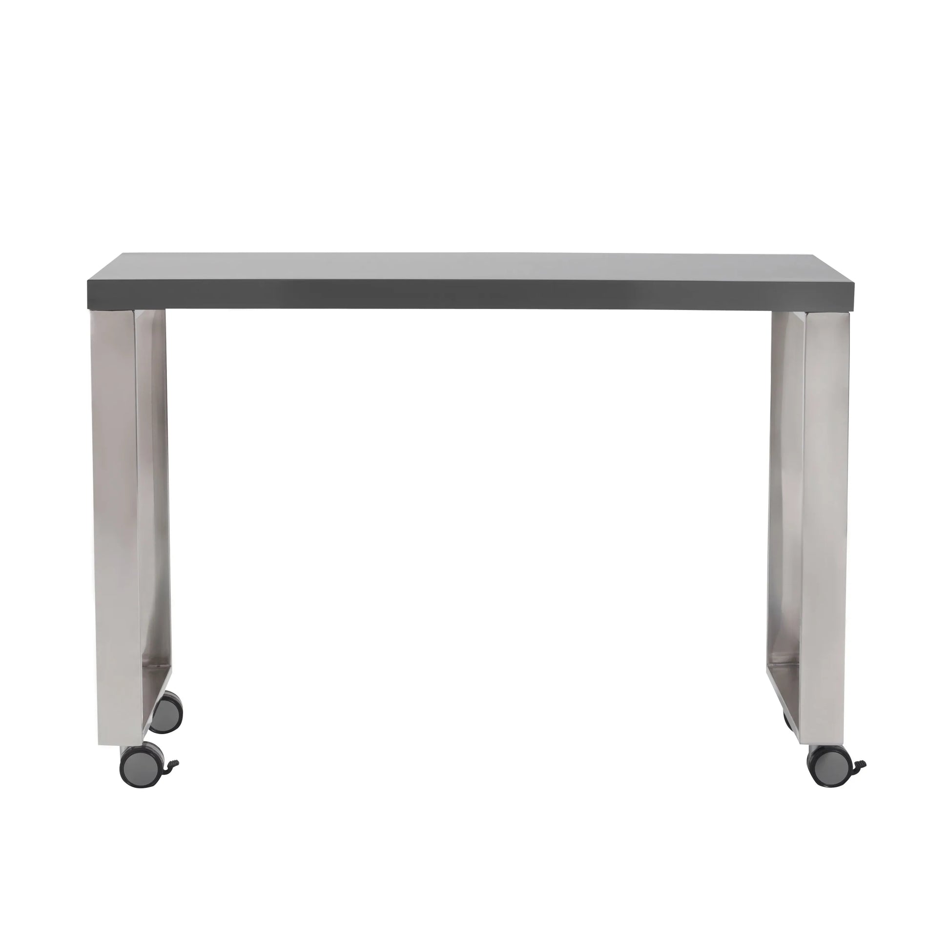 HMS 39" Gray and Silver Wood and Stainless Steel Rolling Sled Writing Desk - Loft&Timber