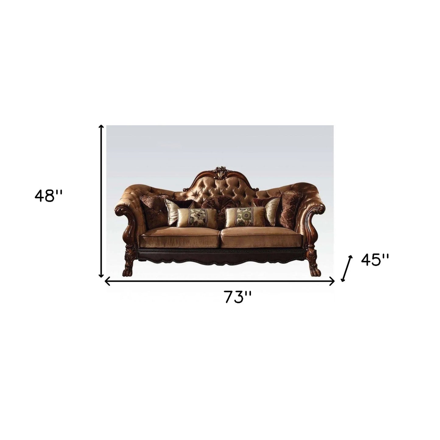 HMS 73" Steel Scrap Product Dark Brown and Brown Velvet Loveseat and Toss Pillows - Loft&Timber