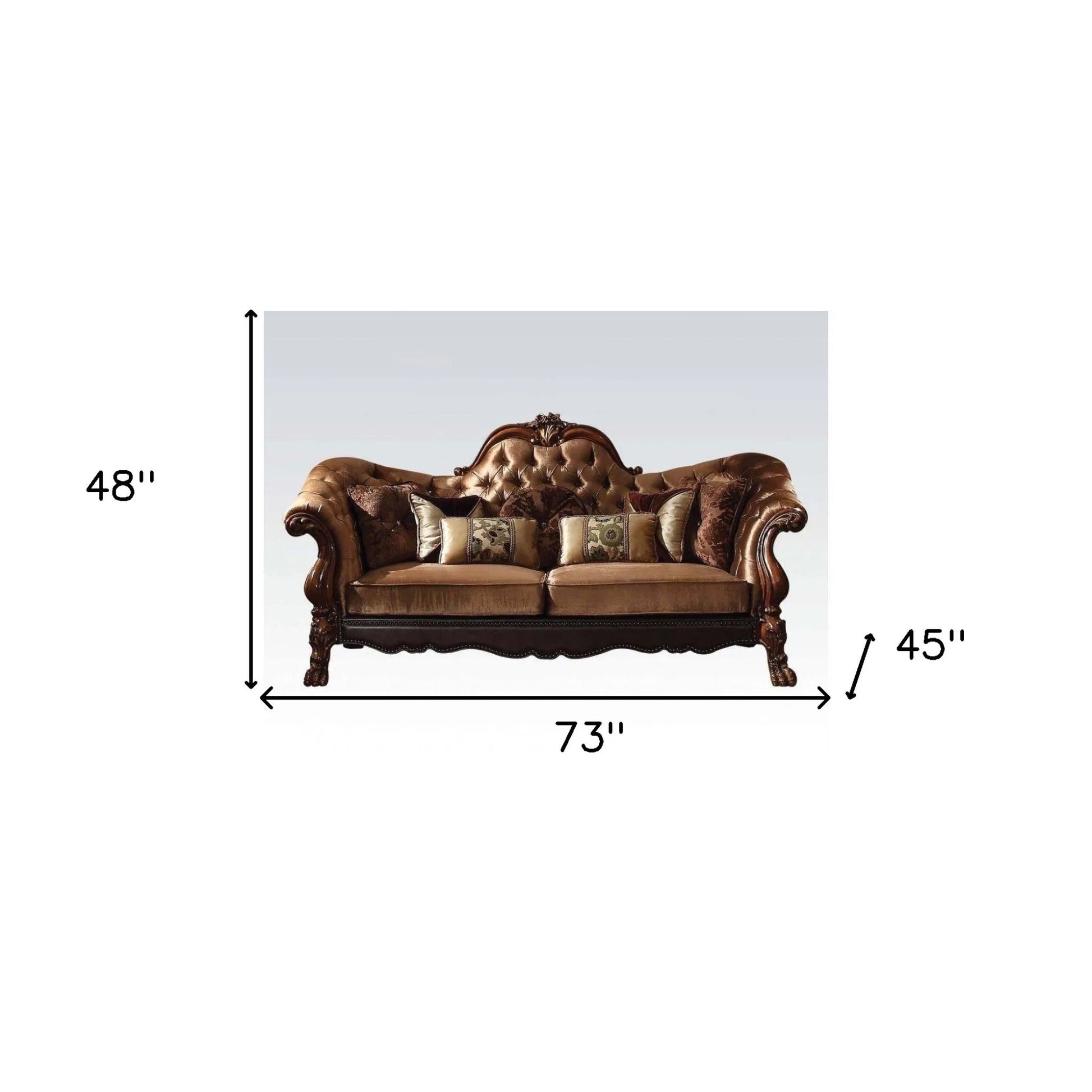 HMS 73" Steel Scrap Product Dark Brown and Brown Velvet Loveseat and Toss Pillows - Loft&Timber