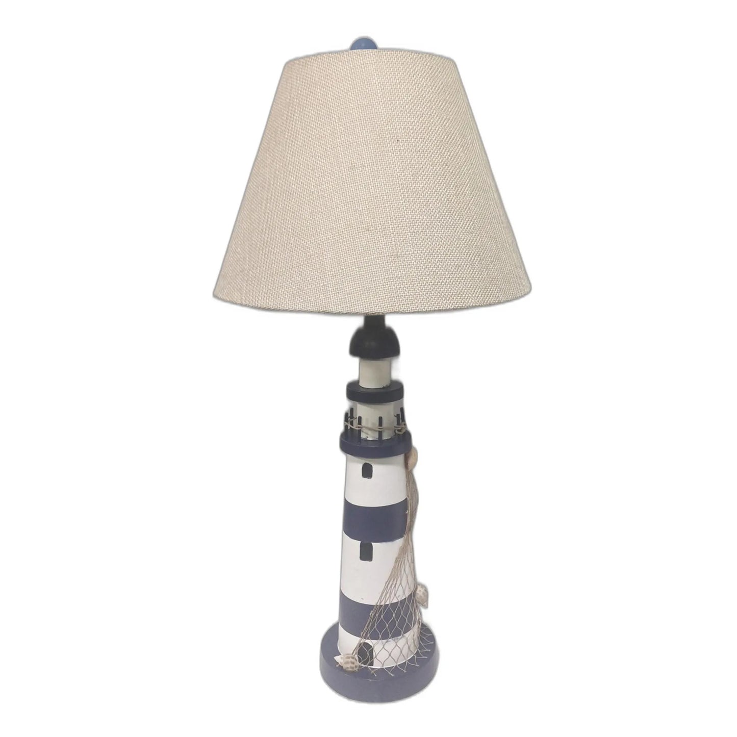 HMS Set of Two 30" Modern Blue White Lighthouse with Cream Cone Shade Table Lamps - Loft&Timber