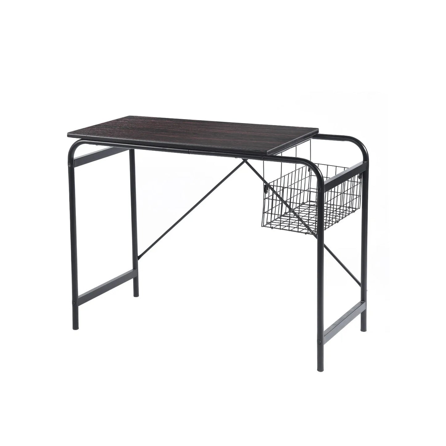 HMS 39" Brown and Black Wood and Metal Computer Desk - Loft&Timber