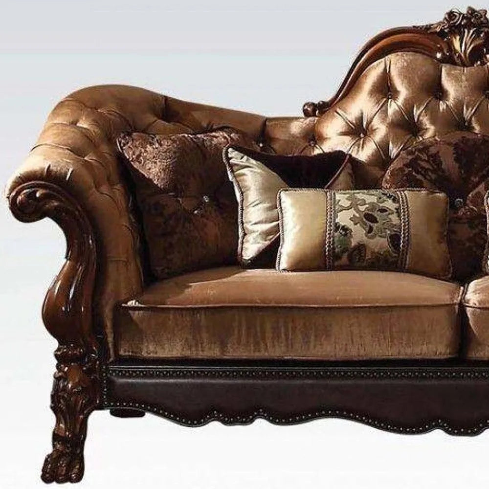 HMS 73" Steel Scrap Product Dark Brown and Brown Velvet Loveseat and Toss Pillows - Loft&Timber