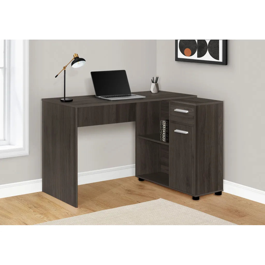 HMS 46" Brown Wood L-Shaped Computer Desk - Loft&Timber
