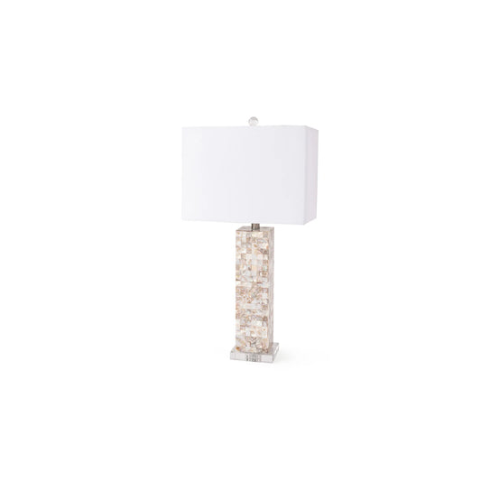 Set of Two 28" Beige Mother of Pearl Table Lamps with White Shade HMS Lighting - Loft&Timber