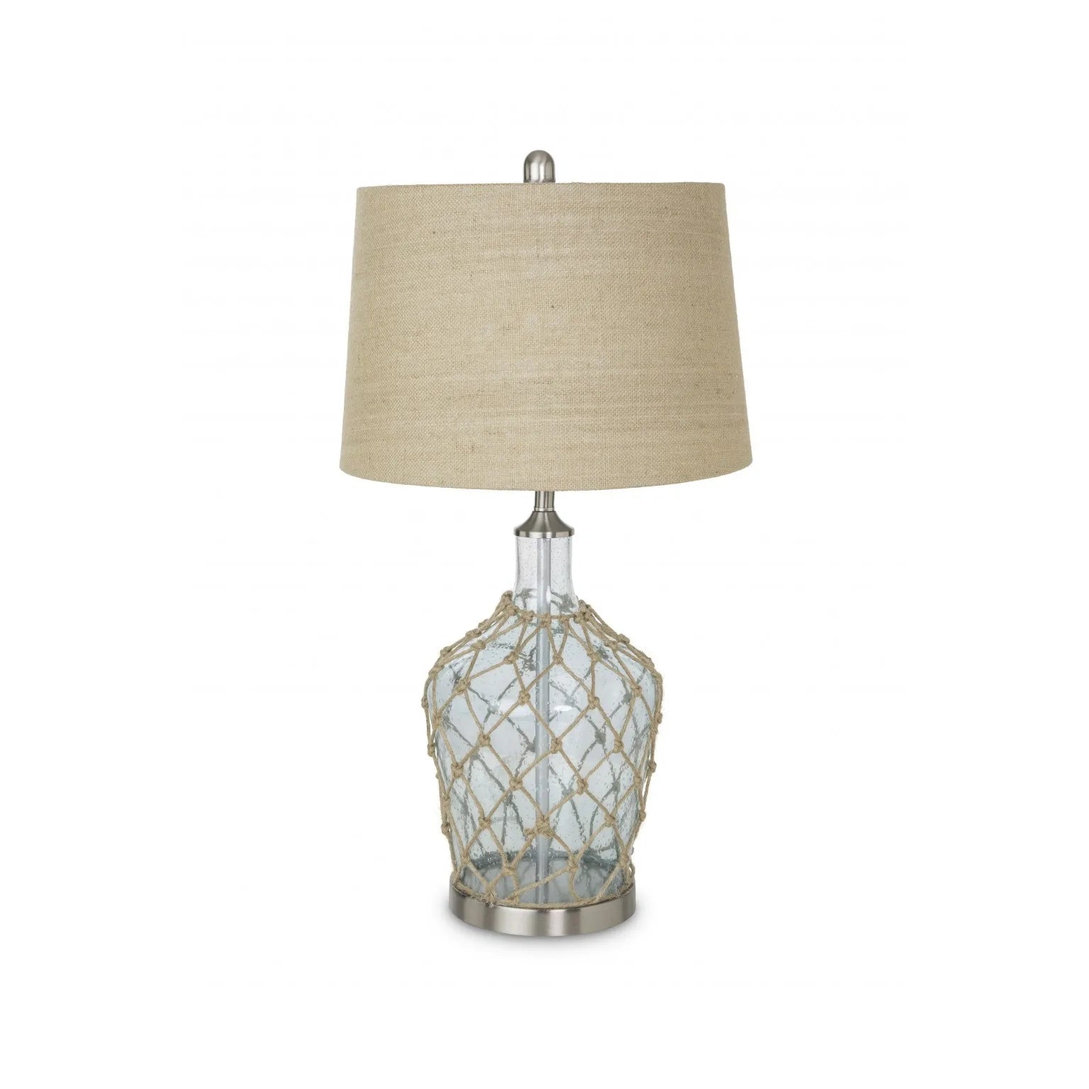 HMS Set of Two 28" Coastal Table Lamps Light Blue and Silver Glass and Metal Unique Style and Elegance - Loft&Timber