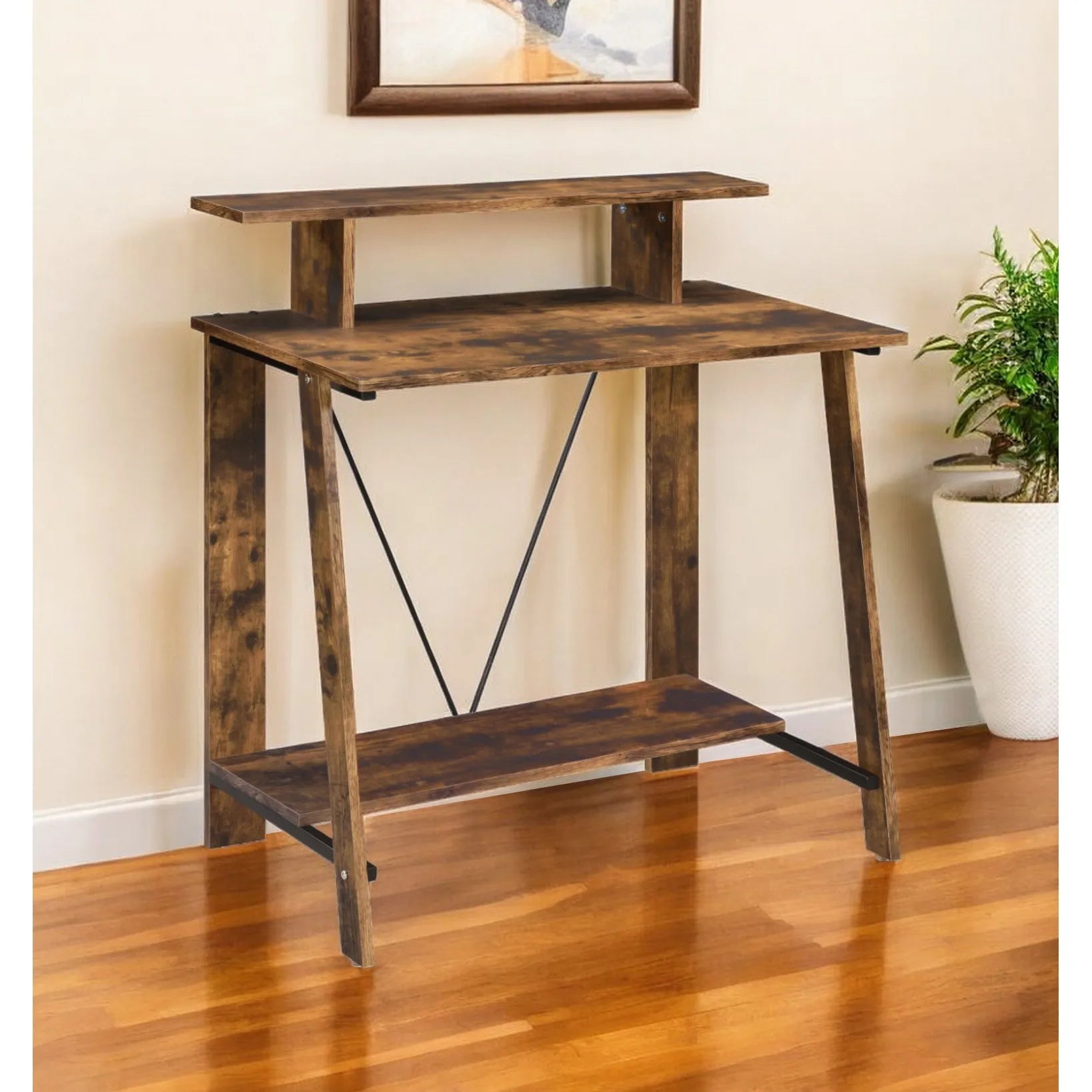 HMS 32" Brown Minimalist Modern Desk - Loft&Timber