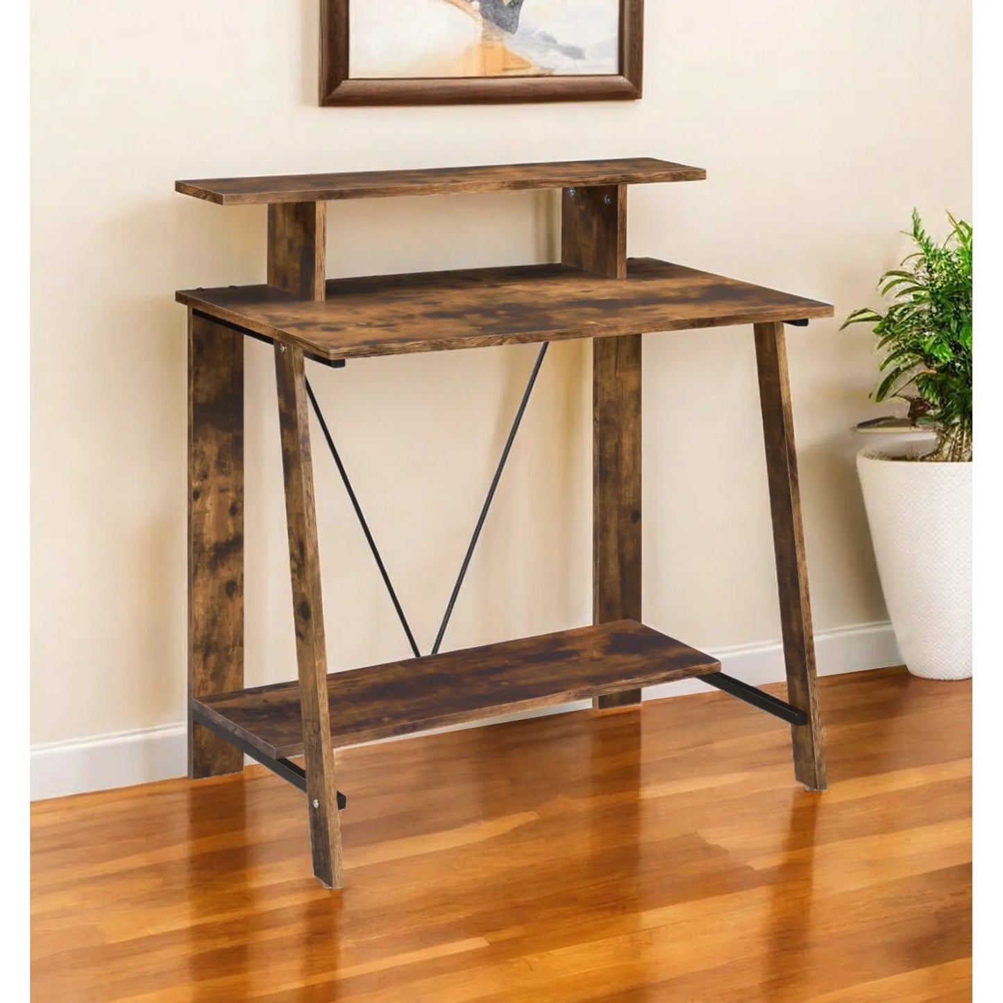 HMS 32" Brown Minimalist Modern Desk - Loft&Timber