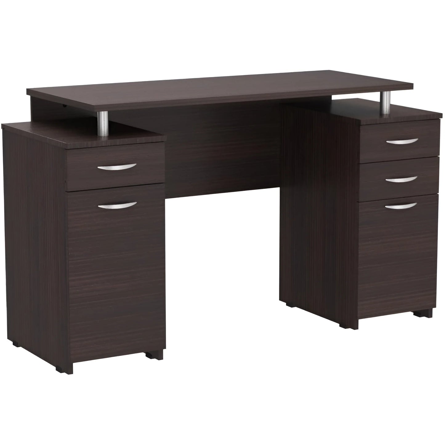 HMS Espresso 43" Adjustable Computer Desk with Four Wooden Drawers - Loft&Timber