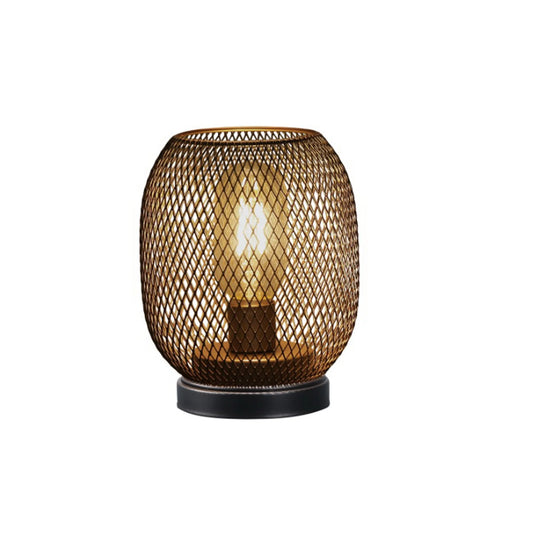 Set of Two 7" Black Metal Lantern Bedside Lamps with Black Lattice Cage Shade - Loft&Timber