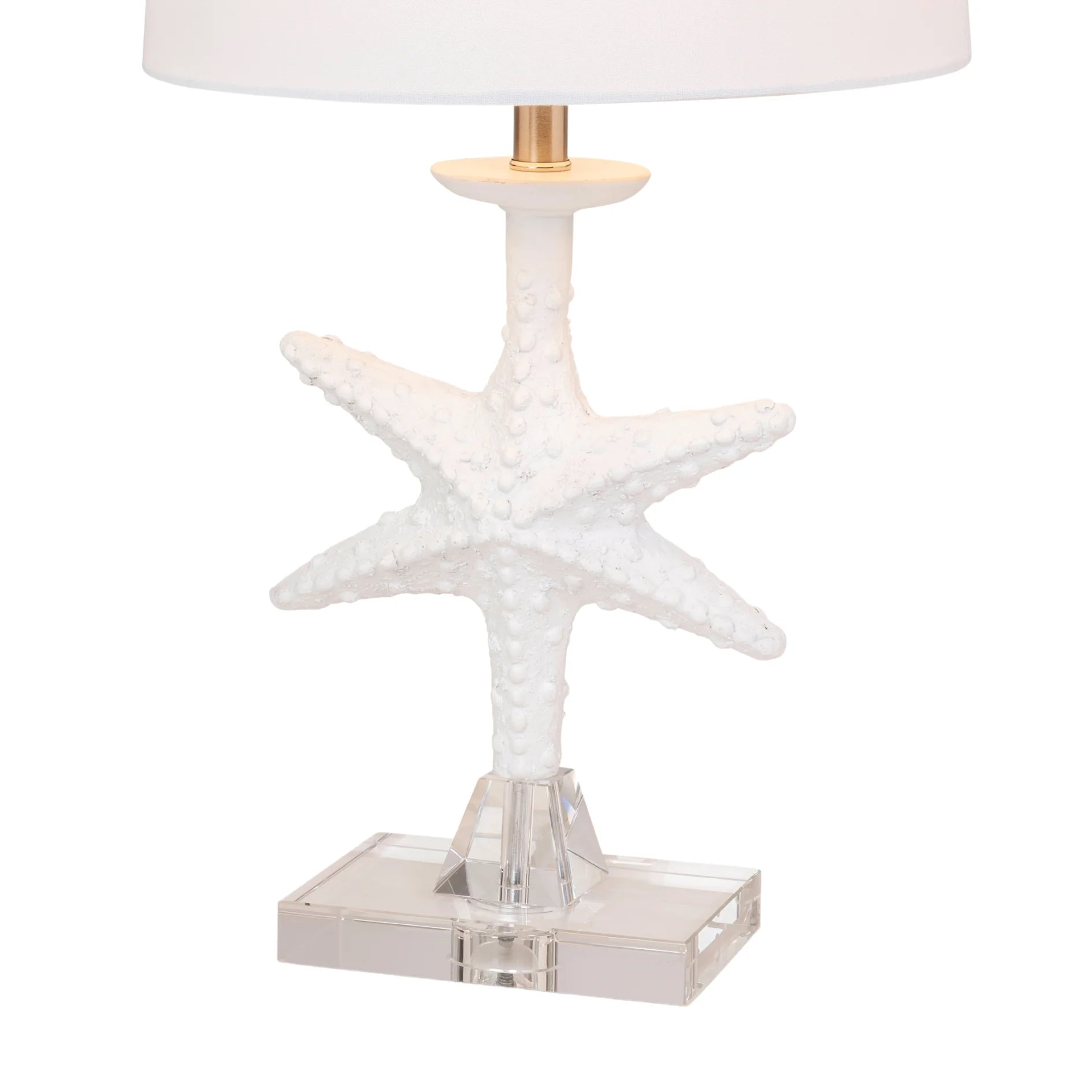 HMS Set of Two 28" Coastal Star Fish Table Lamps Clear & White with White Drum Shades - Loft&Timber