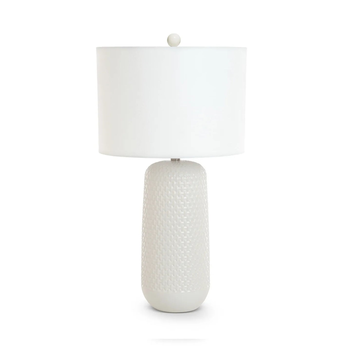 Set of Two 30" White Textured Ceramic Table Lamps with White Drum Shades HMS Design - Loft&Timber