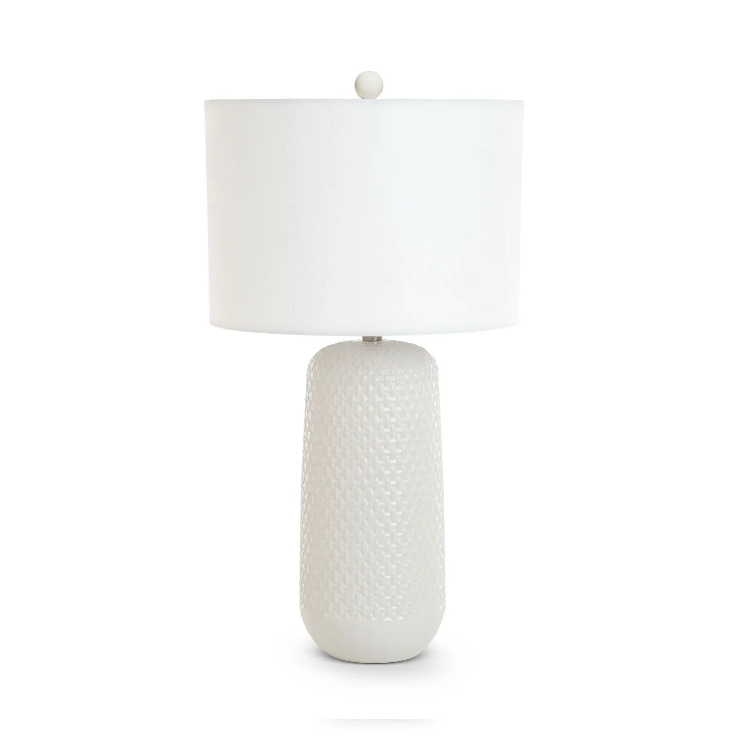 Set of Two 30" White Textured Ceramic Table Lamps with White Drum Shades HMS Design - Loft&Timber