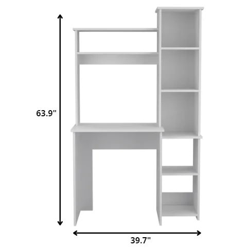 HMS 40" White Computer Desk with Shelfs - Loft&Timber
