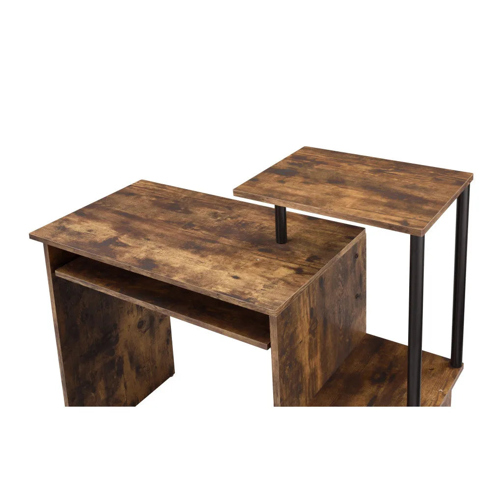 HMS 37" Modern Computer Desk in Oak and Black Wood - Loft&Timber