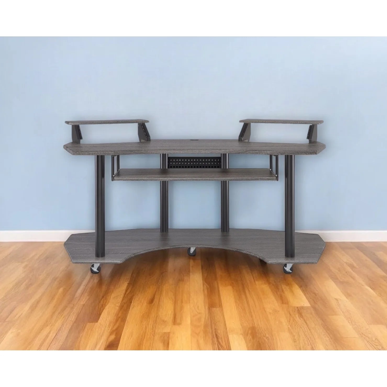 71" dark gray and black computer desk - Loft&Timber