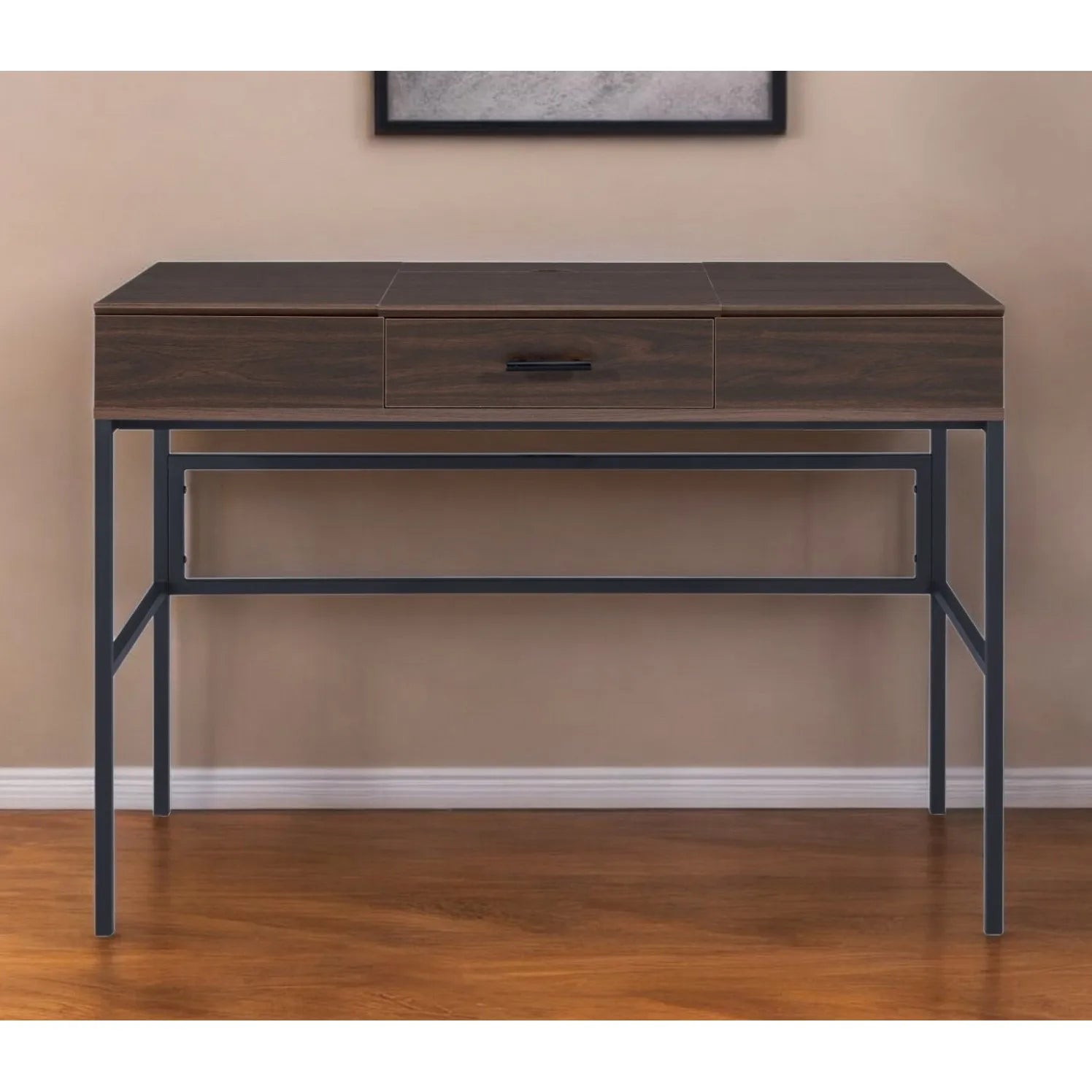 HMS 42" Solid Wood Writing Desk Brown and Black - Loft&Timber