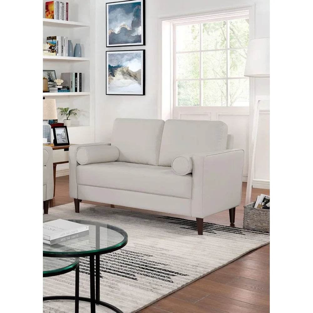 Contemporary Style Loveseat Leatherette Upholstered with Pillows - Loft&Timber