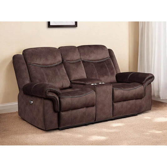 HMS 79" Dark Brown Microfiber Power Reclining Loveseat - Loft&Timber
