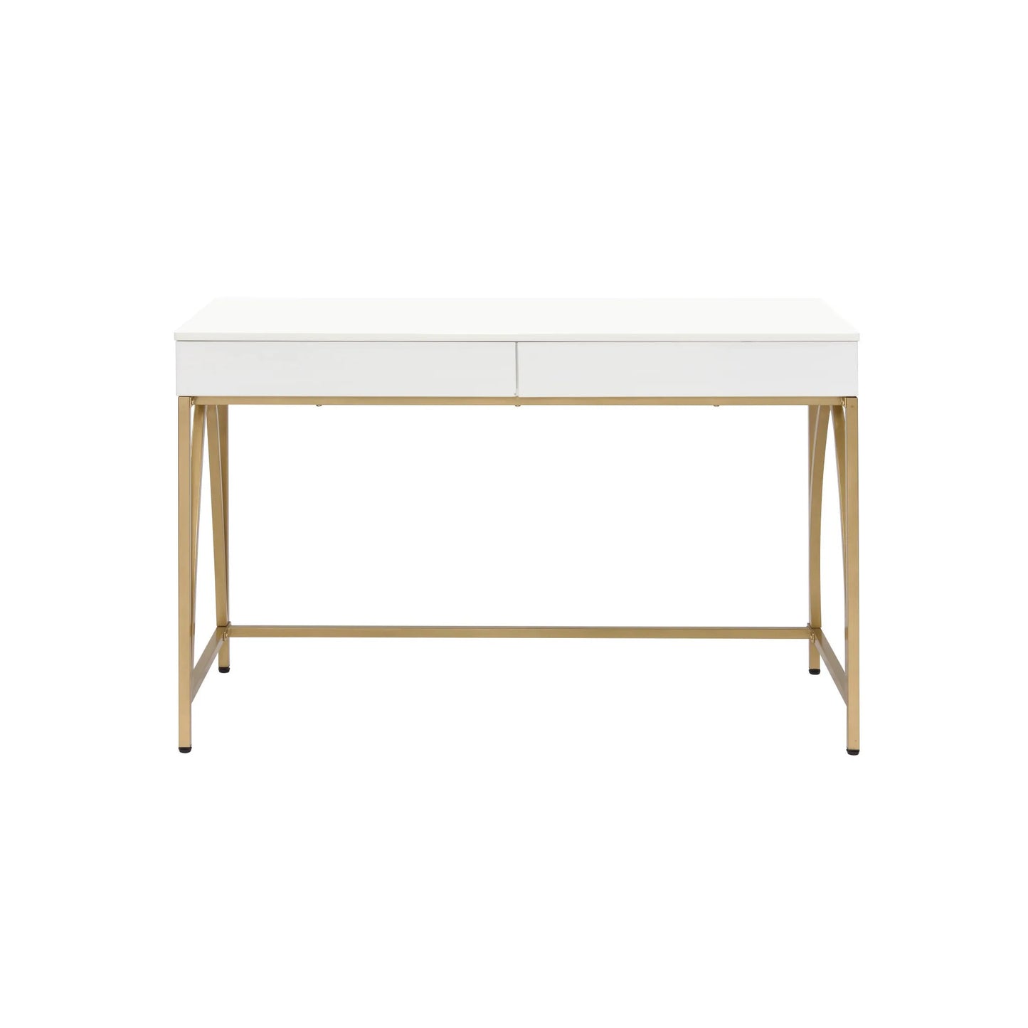 HMS 50" White and Gold Solid Wood Desk - Loft&Timber