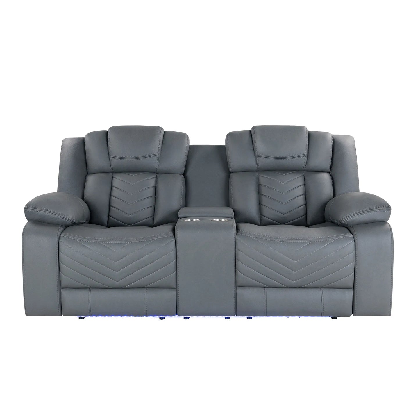 HMS 75" Light Gray Faux Leather Power Reclining Loveseat - Loft&Timber