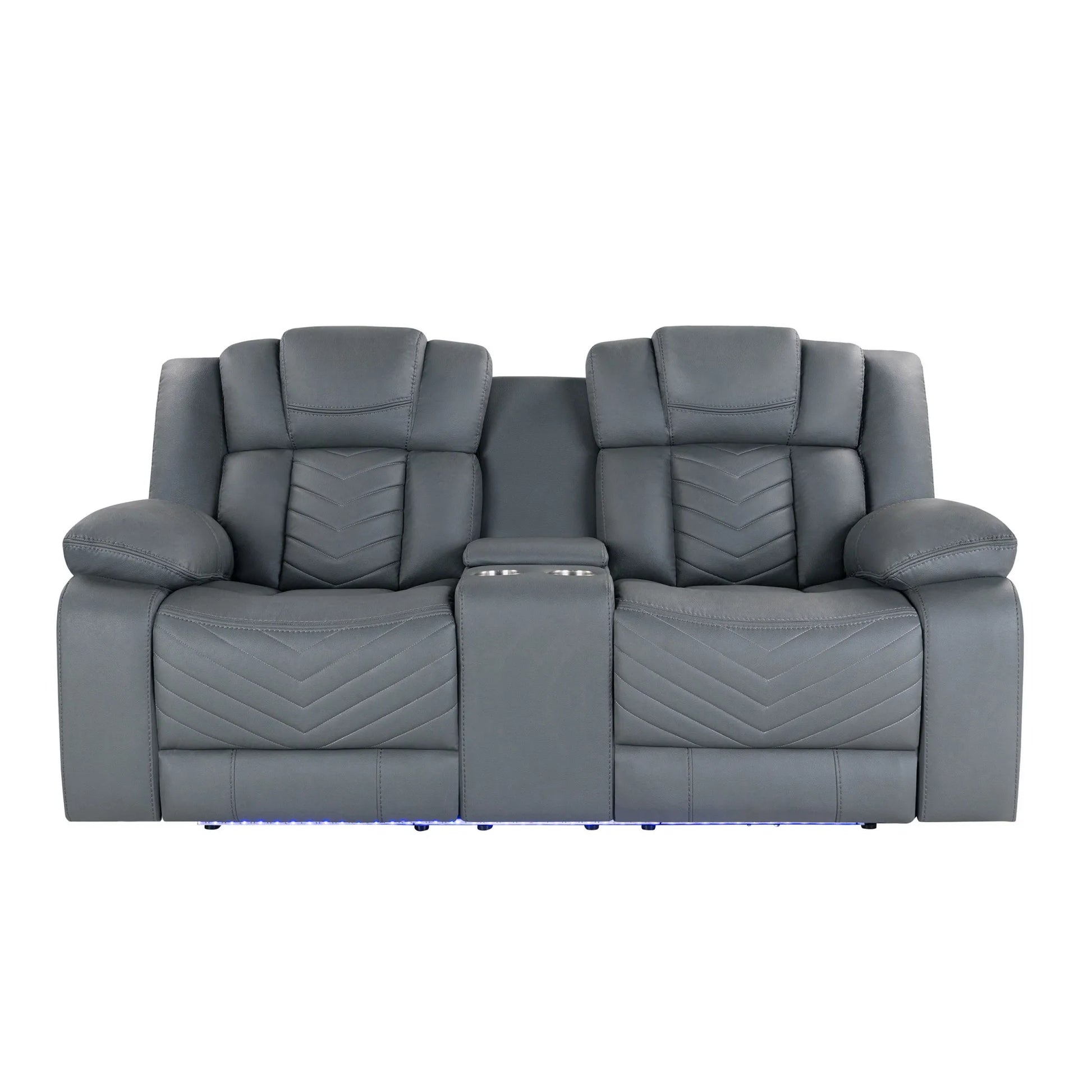 HMS 75" Light Gray Faux Leather Power Reclining Loveseat - Loft&Timber