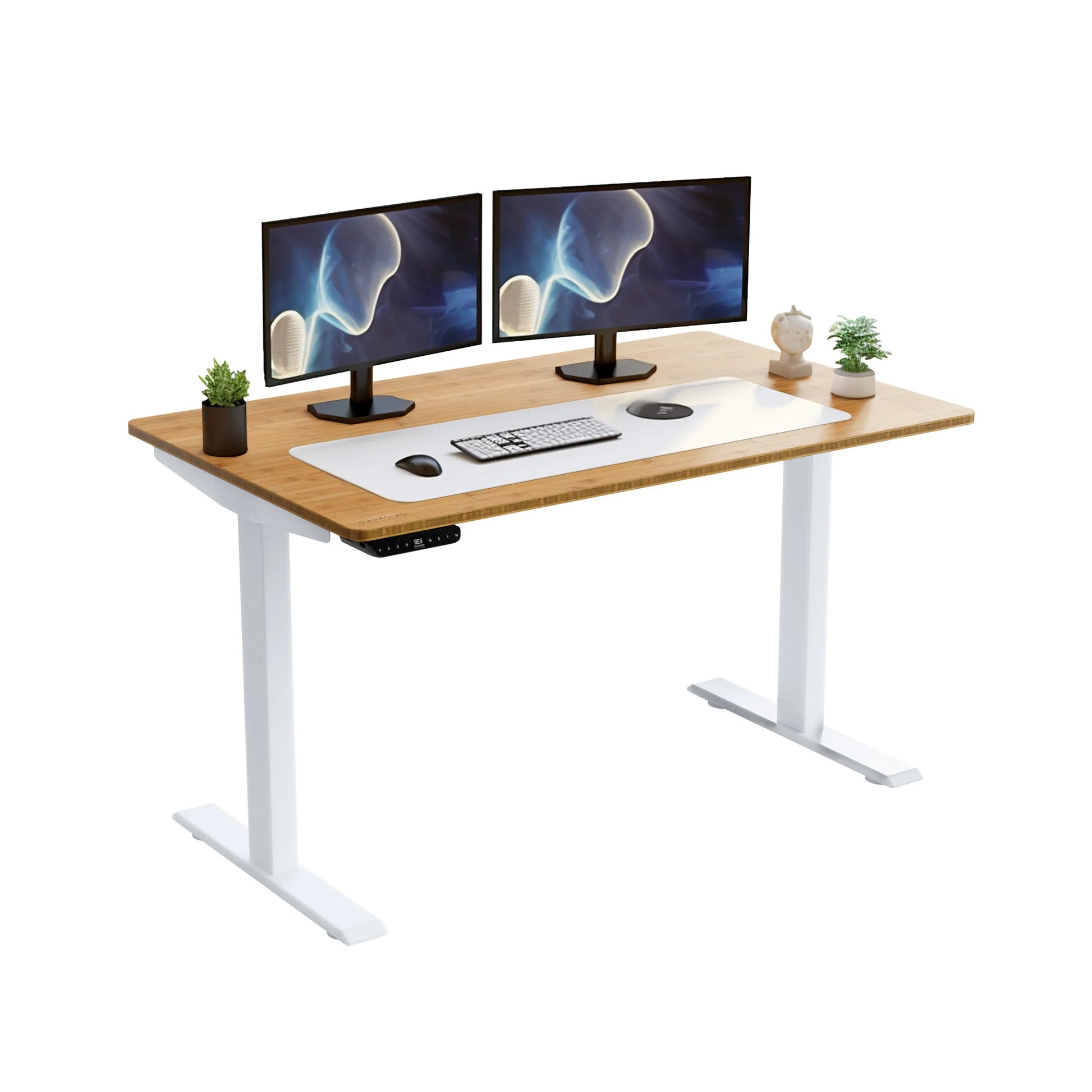 HMS 30" Adjustable Brown and White Stainless Steel Computer Desk - Loft&Timber