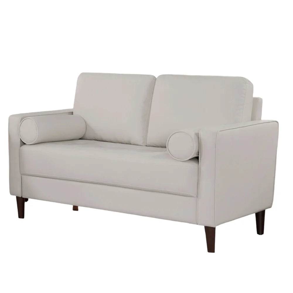 Contemporary Style Loveseat Leatherette Upholstered with Pillows - Loft&Timber