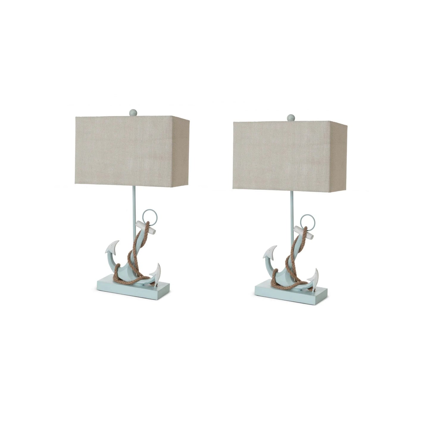 Set of Two 28" Blue Coastal Anchor Table Lamps with Beige Shade - Loft&Timber