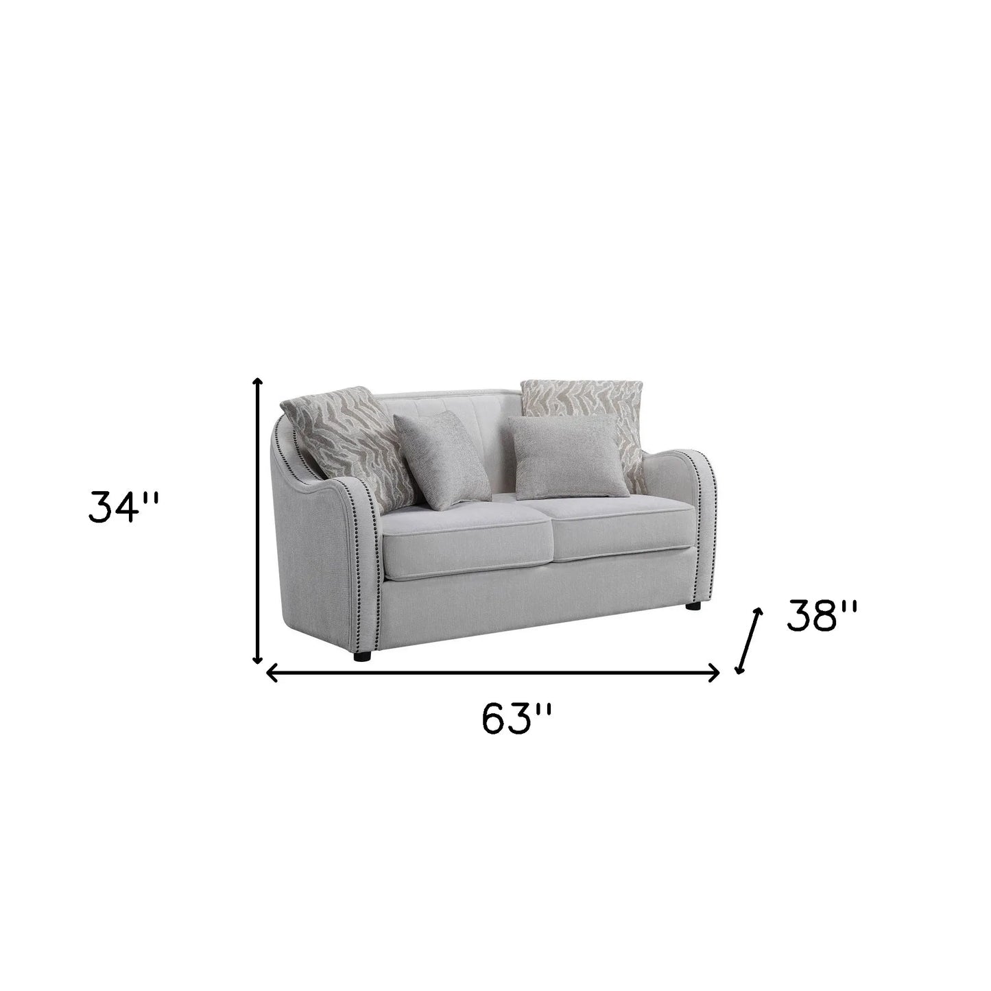 HMS 63" Beige and Black Chesterfield Loveseat - Loft&Timber