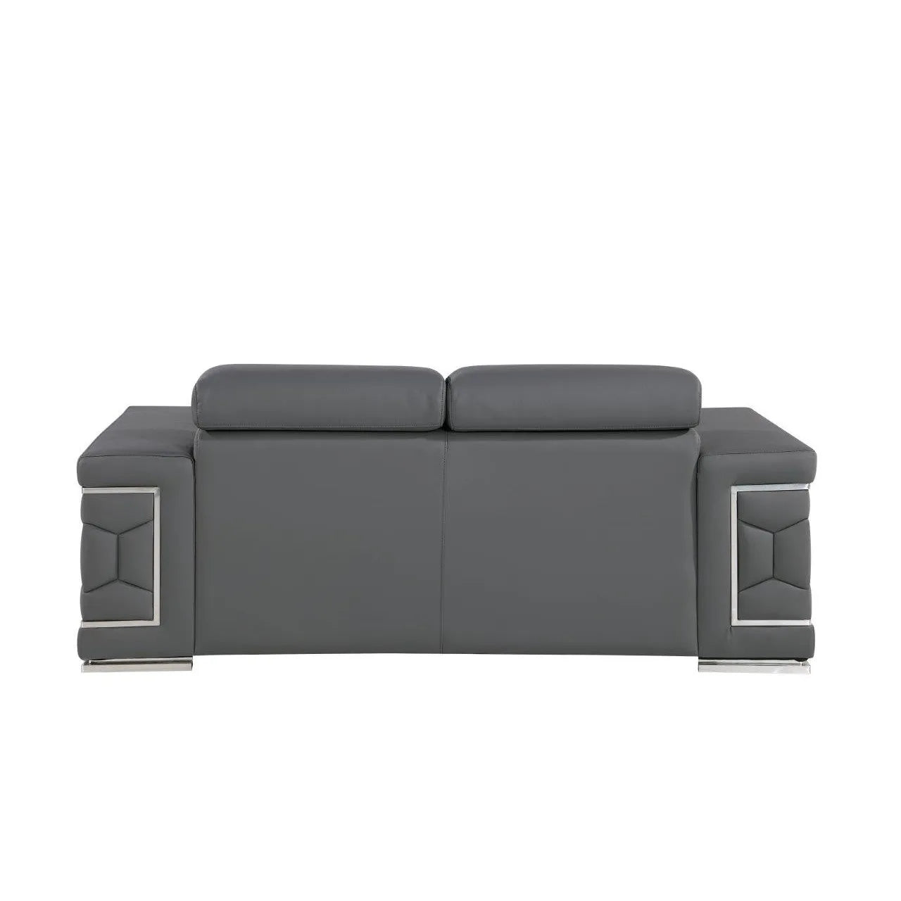 HMS 71" Gray and Silver Genuine Leather Loveseat - Loft&Timber
