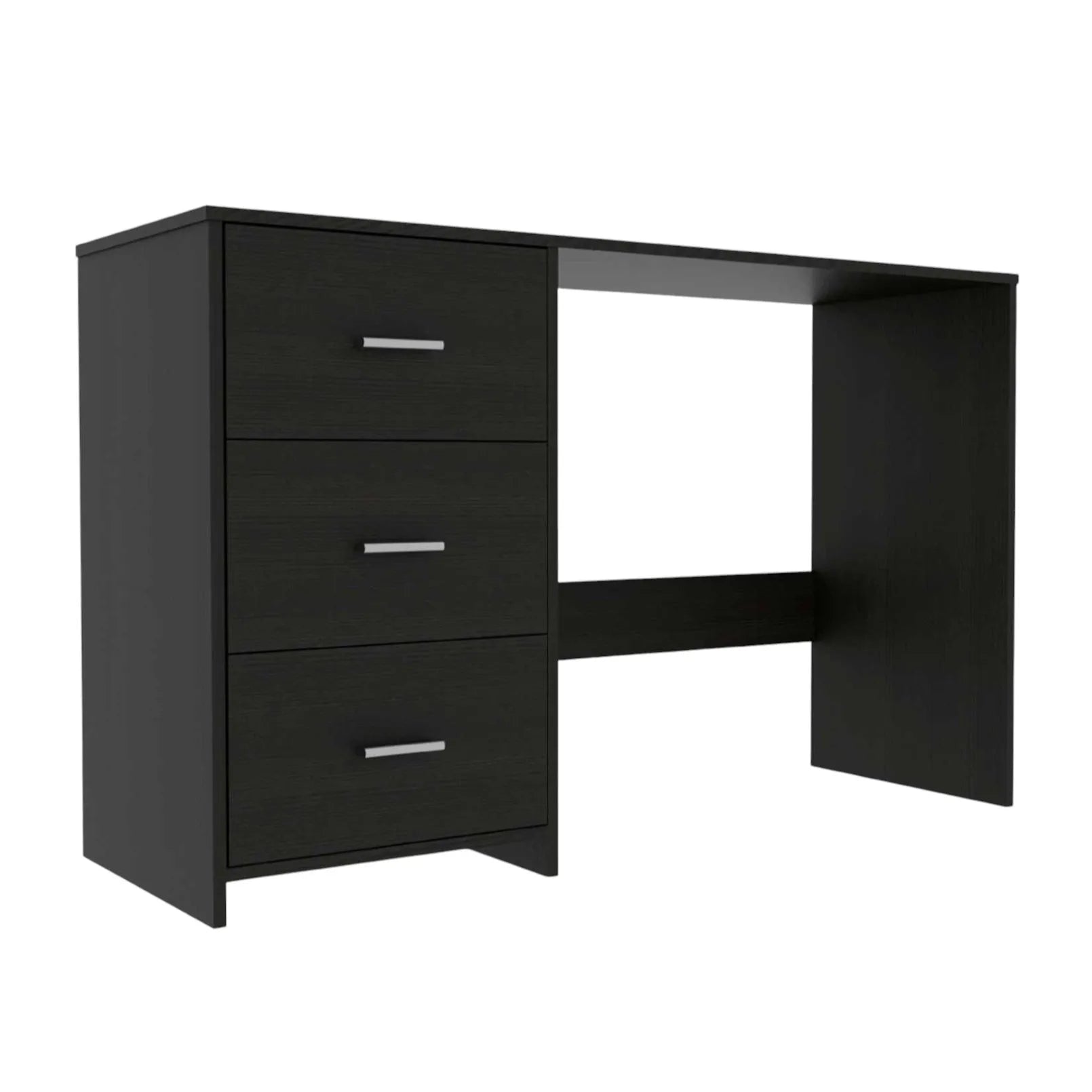 HMS Modern 48" Black Steel Computer Desk with Three Drawers - Loft&Timber