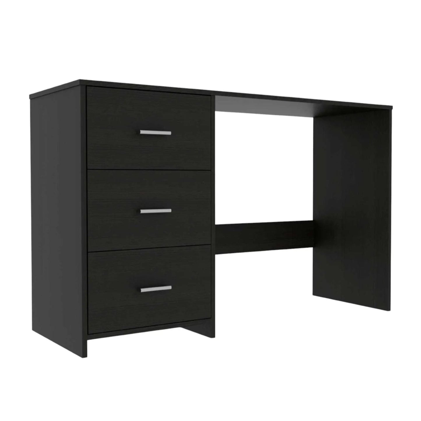 HMS Modern 48" Black Steel Computer Desk with Three Drawers - Loft&Timber