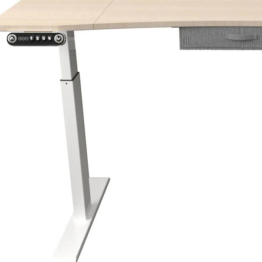 HMS 55" Adjustable Oak and White Modern Standing Desk - Loft&Timber
