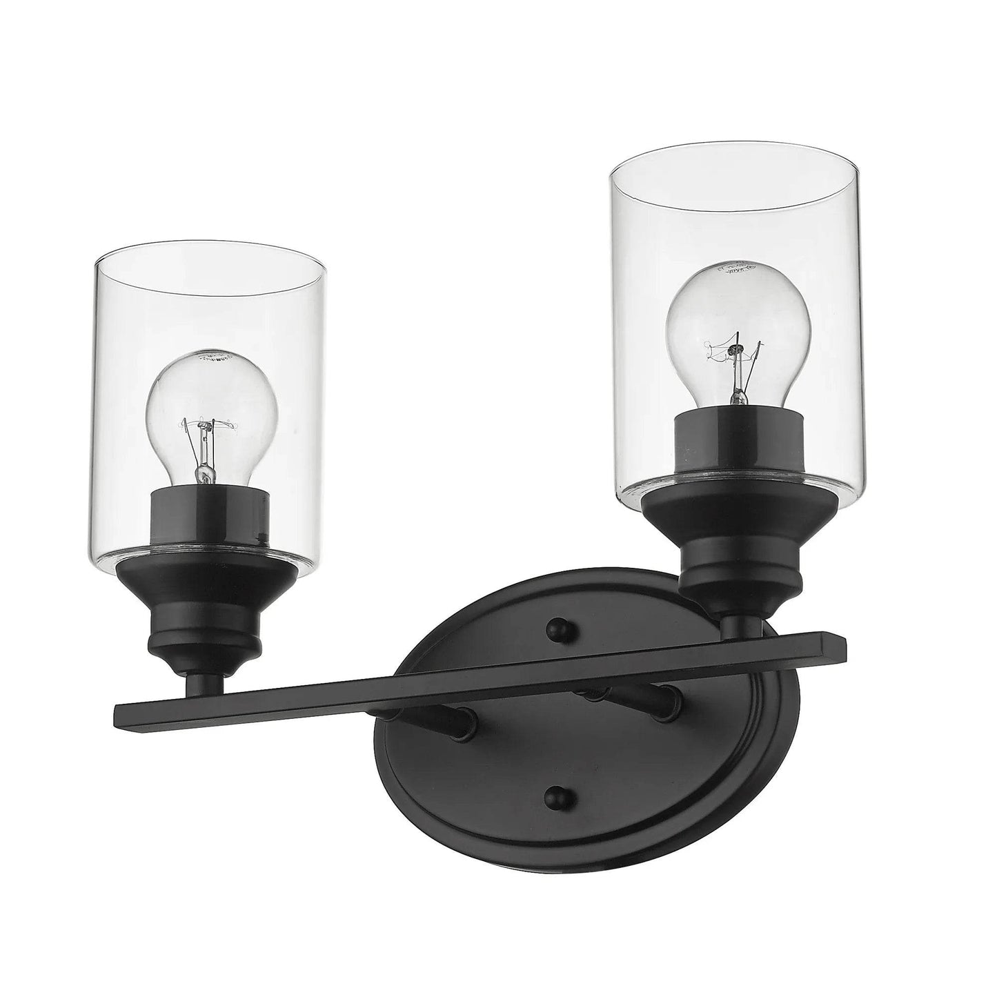 HMS Modern Two-Light Wall Sconces Matte Black Clear Glass Shade 220V - Loft&Timber