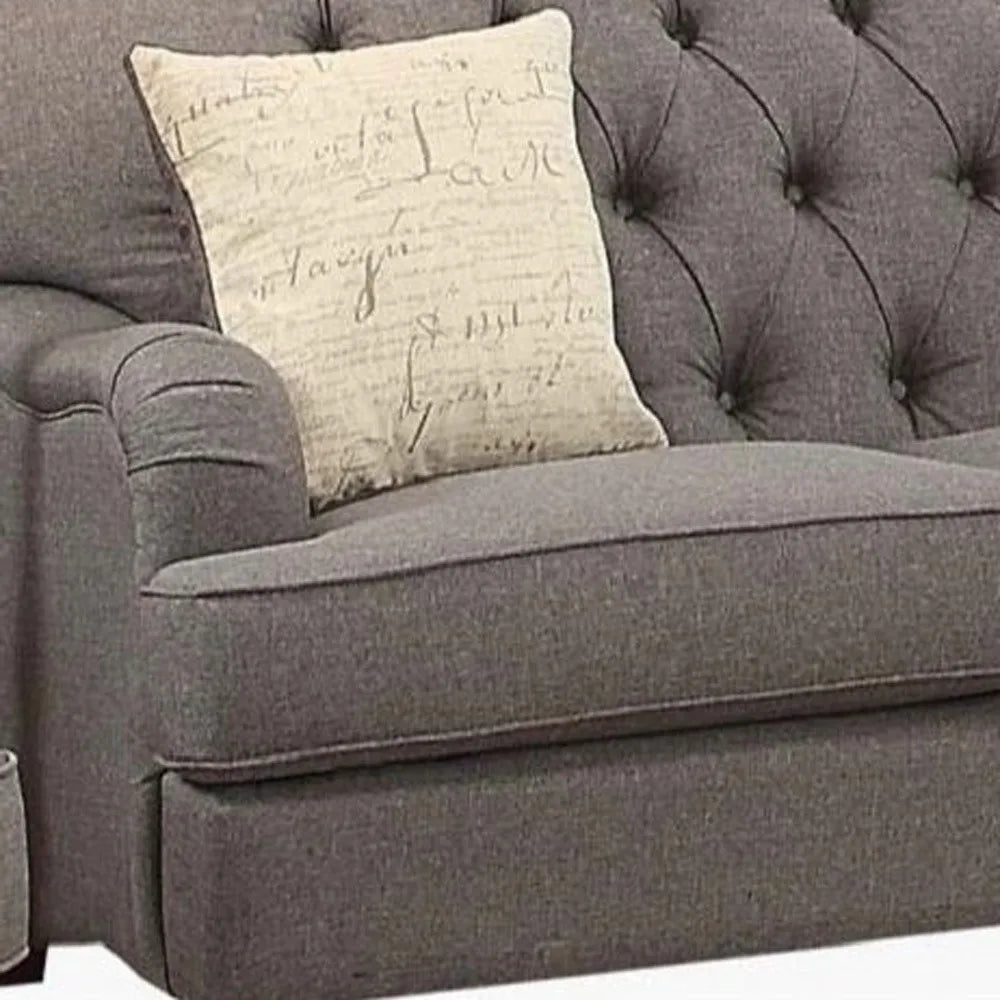 HMS 61" Sectional Sofa Dark Gray and Brown Loveseat Toss Pillows - Loft&Timber