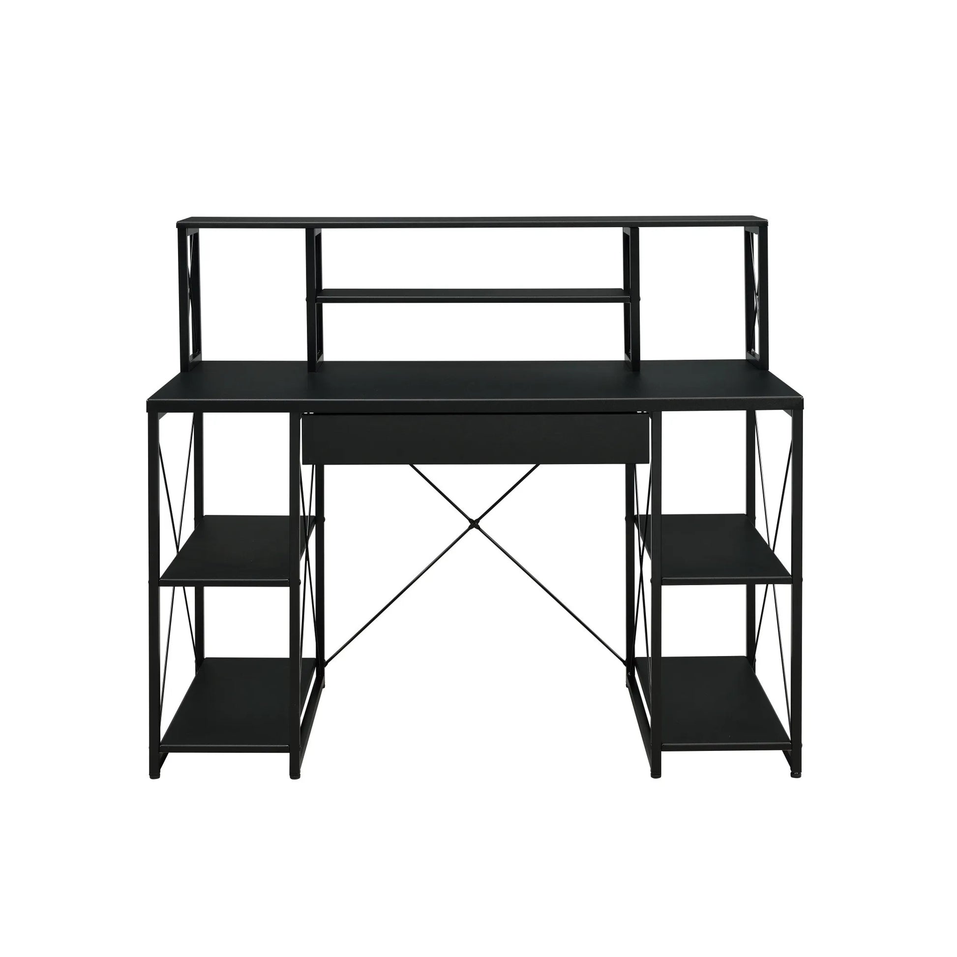 HMS 47" Black Computer Desk with Shelves - Loft&Timber