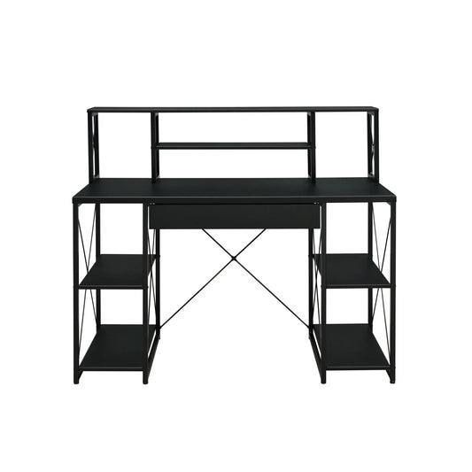 HMS 47" Black Computer Desk with Shelves - Loft&Timber