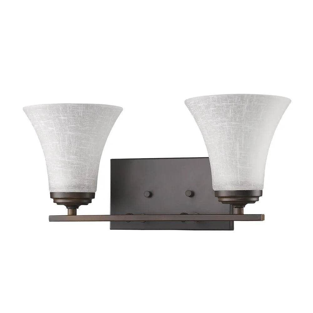 Two-Light Contemporary HMS Wall Sconce in Bronze with Tapered Crystal Glass Shade - Loft&Timber