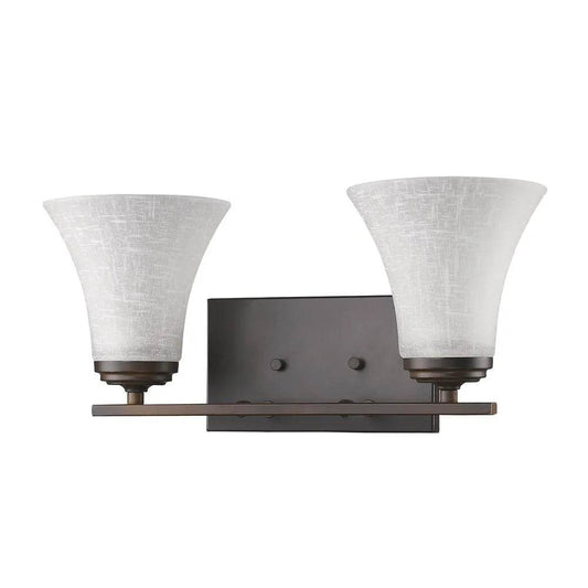 Two-Light Contemporary HMS Wall Sconce in Bronze with Tapered Crystal Glass Shade - Loft&Timber