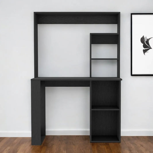 hms 58" Black Wood Computer Desk With Hutch - Loft&Timber