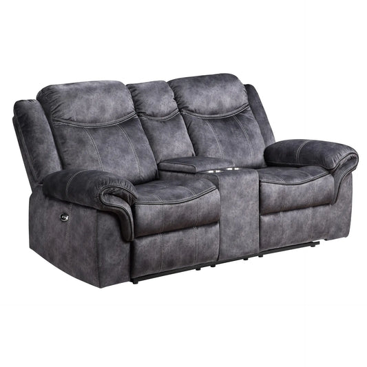 HMS 79" Dark Gray Microfiber Power Reclining Loveseat - Loft&Timber