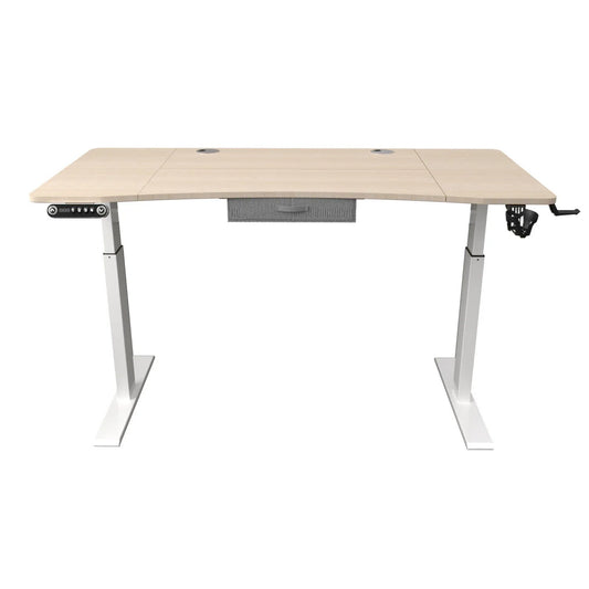 HMS 55" Adjustable Oak and White Modern Standing Desk - Loft&Timber