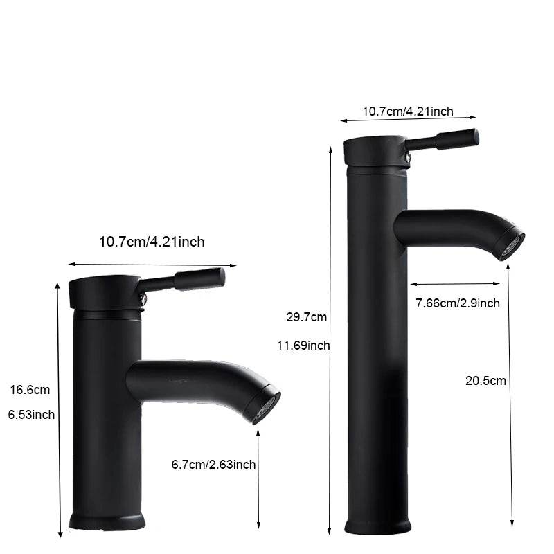 Matte Black Single Handle Cold Hot Water Basin Faucet - Loft&Timber