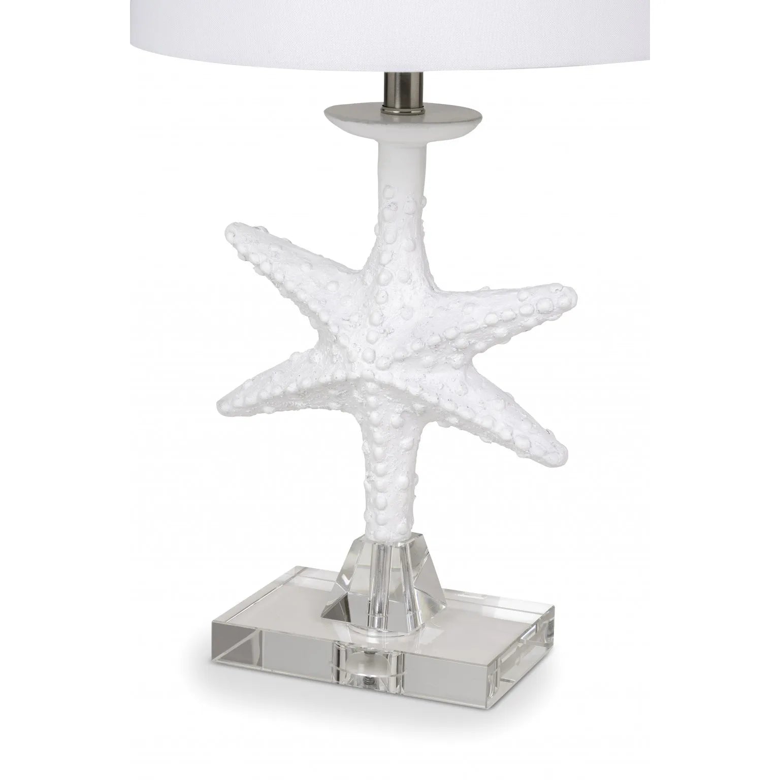 HMS Set of Two 28" Coastal Star Fish Table Lamps Clear & White with White Drum Shades - Loft&Timber