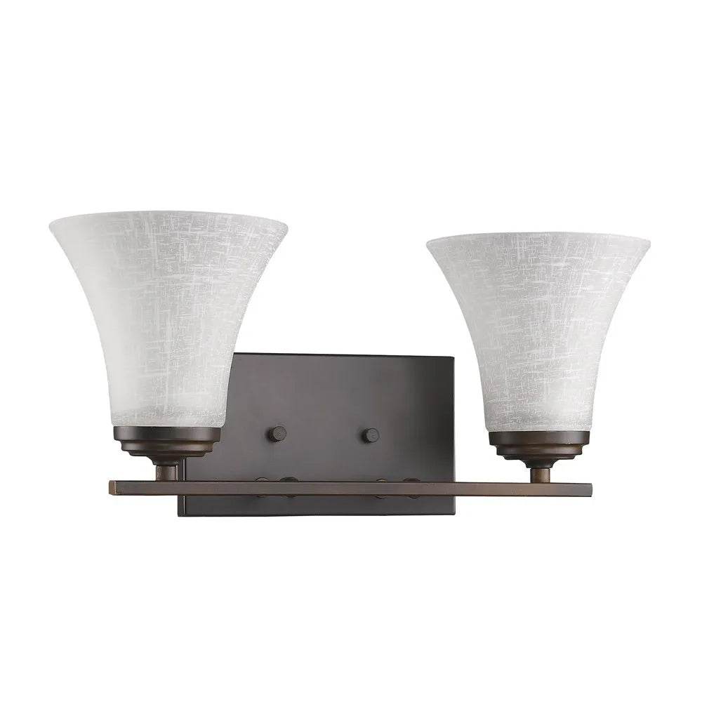 Two-Light Contemporary HMS Wall Sconce in Bronze with Tapered Crystal Glass Shade - Loft&Timber