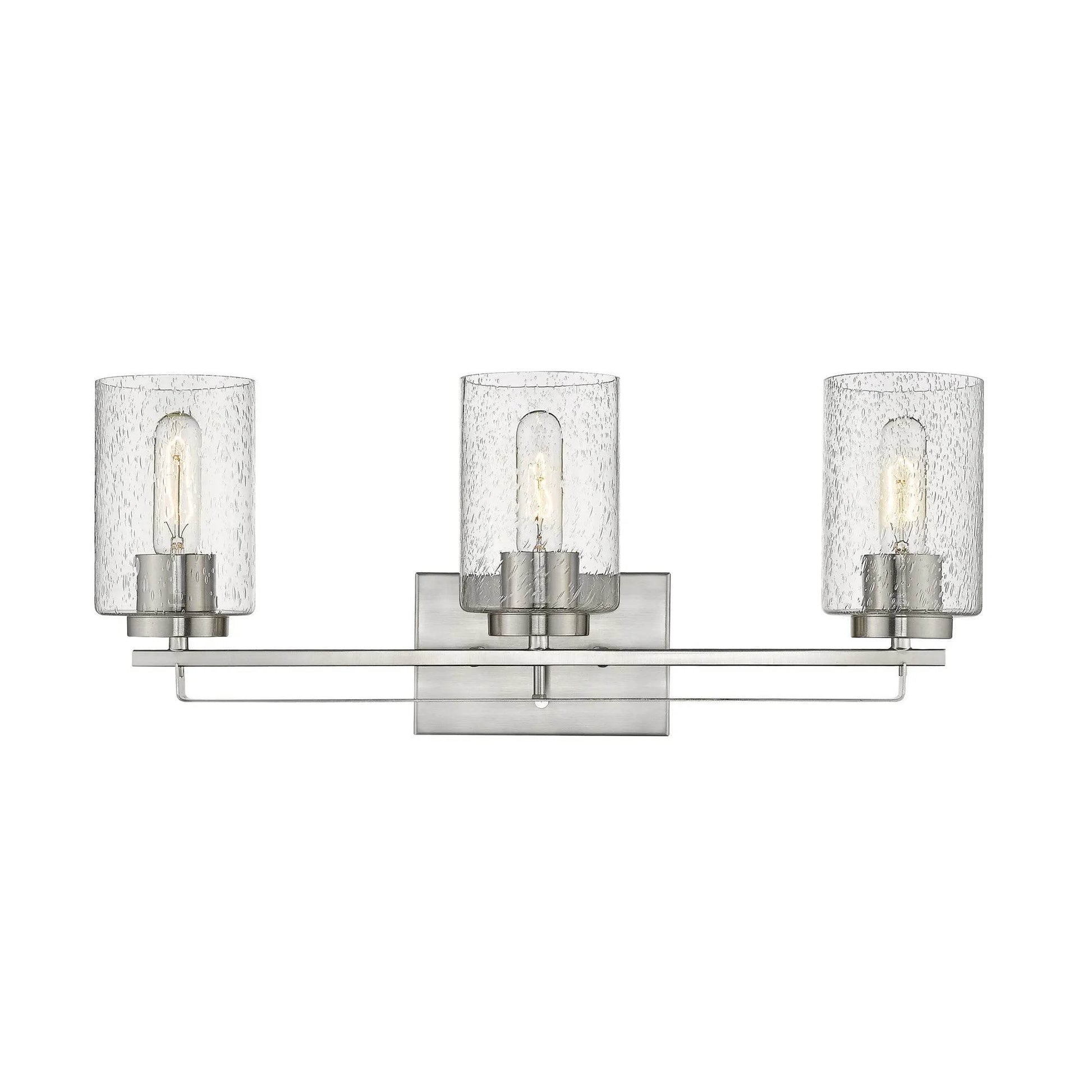 HMS Three Light Wall Sconce with Silver Metal and Textured Glass Premium Wall Lamps - Loft&Timber