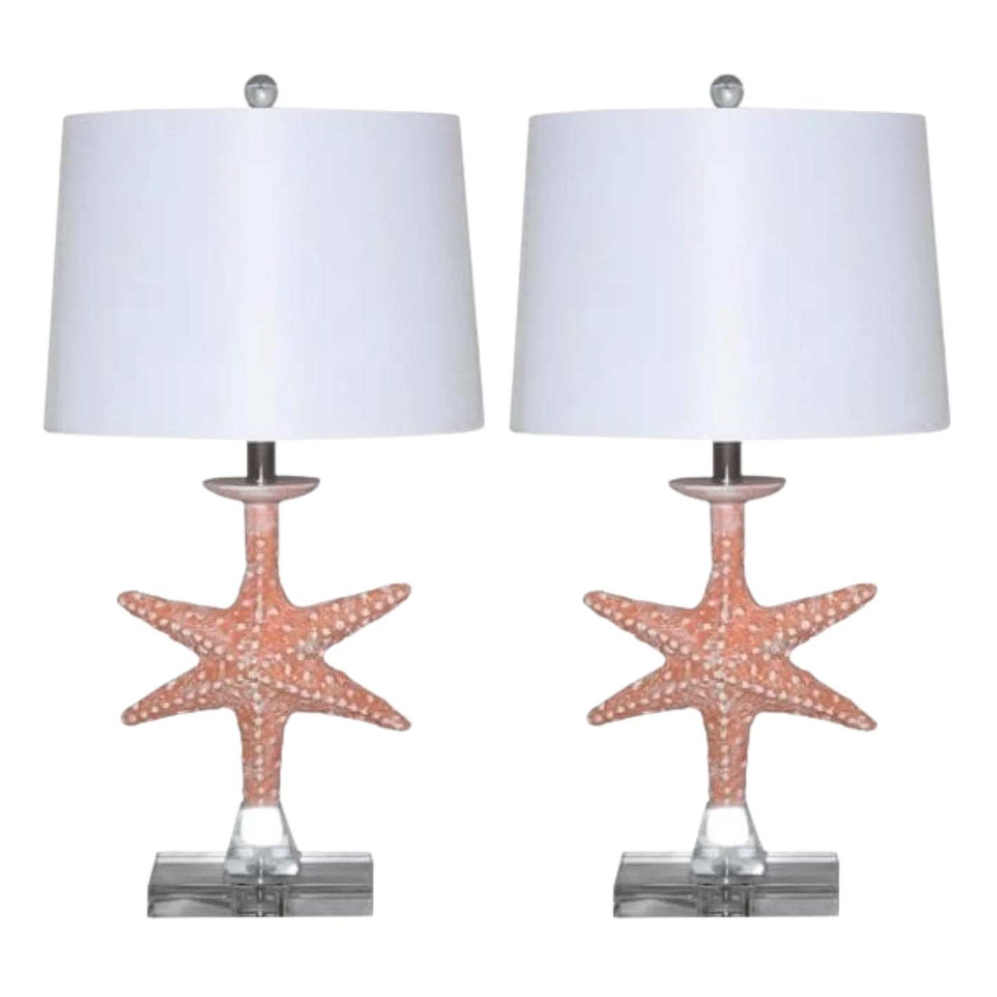 HMS European Design Set of Two 28"Starfish Table Lamps White Drum Shade 5W - Loft&Timber